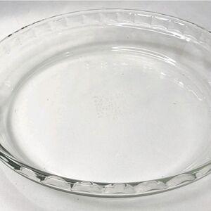 Vintage #229 Deep Clear Glass Pyrex 9.5” Pie Plate w/Fluted Rim & Side Handles